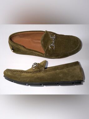 Allen Edmonds SEBASTIAN BIT Driving Loafers Olive Green Suede Shoes Mens 11 3E